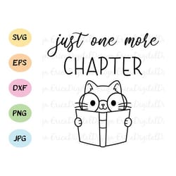 just one more chapter svg cat with book cut file kawaii cat glasses cutting file reading cuttables book love silhouette