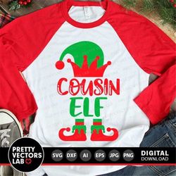 Cousin Elf Svg, Christmas Elf Cut Files, Elf Svg Dxf Eps Png, Funny Winter Svg, Holiday Quote Clipart, Kids Shirts Desig