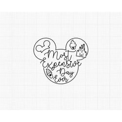 most expensive day ever, mickey mouse, outline, snacks, vacation, trip, family, svg and png formats, cut, cricut, silhou