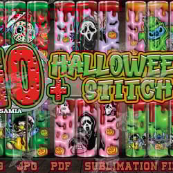 12 inflated halloween tumbler wrap png bundle, 3d horror cartoon tumbler wrap design bundle, bubble 20 oz tumbler png