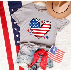 American Flag Heart 4th of July T-shirt, American Flag T-Shirt, USA Memorial Day shirt, Patriotic T-Shirt, 4th of July s