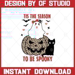 tis the season to be spooky leopard design, halloween png, sublimation, tis the season to be spooky, pumpkin halloween p