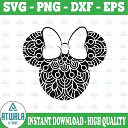 mickey mouse svg, minnie mouse svg, mickey head, minnie bow, mandala, tsvg svg design, for cricut, for silhouette, cut