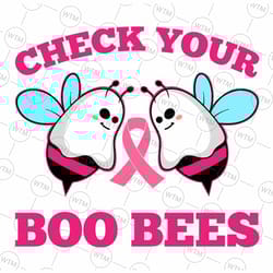 check your boo bees svg, funny breast cancer halloween svg, ghost bee svg, boo svg, halloween