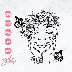Floral Woman Svg | Flowers Svg | Woman With Flower Svg | Floral Svg | Floral Woman Svg | Floral Woman Face | Woman Face