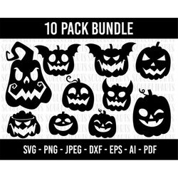 COD11- Halloween SVG Bundle/Pumpkin Face Svg Bundle/svg-pdf-ai-eps-png-jpg-dxf/Hand-drawn clipart/Cut Files Cricut/Silho