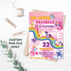personalized file my little pony birthday invitation | little pony invite, printable birthday invite, kids | png file