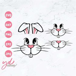 Bunny Face Svg | Easter Bunny Svg | Easter Svg | Bunny Face 3 Files | Bunny Easter Svg | Easter Rabbit Svg | Cute Bunny