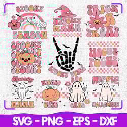 retro cute halloween svg bundle, retro halloween svg bundle, groovy halloween sublimation, spooky halloween svg, spooky
