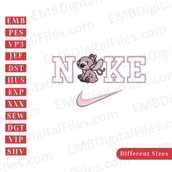 cute disney lilo and stitch angle nike machine embroidery designs