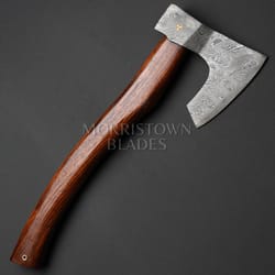 handforged bearded viking axe with sheath, damascus blade, best viking gift for men - 16 inches viking axe