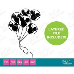 Mouse Ears Balloons Theme Park Vacation  | SVG Clipart Images Digital Download Sublimation Cricut Cut File Png Dxf Eps J
