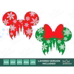 magic kingdom castle snowflakes mickey minnie mouse ears | svg clipart images digital download sublimation cricut cut fi