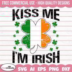 kiss me i'm irish svg, st. patrick's day svg, clover svg, irish svg, leprechaun svg, shamrock svg, lucky svg, 4 leaf clo