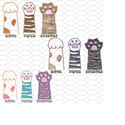 watercolor cat paw rock paper scissors for sublimation | watercolor cat paws | funny cat png | cute cat png | watercolor