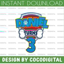 personalized name paw patrol custom logo with name and age svg png, paw patrol birthday party, party supplies, printable