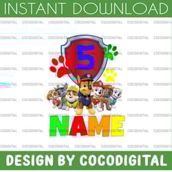 paw patrol birthday png- boy's paw patrol birthday png- paw patrol personalized name and age, custom all family matching