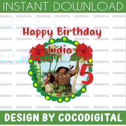 personalized name and ages, happy birthday png moana birthday girl digital file birthday girl moana family baby girl mo