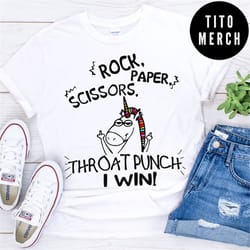rock paper scissors throat punch i win tshirt