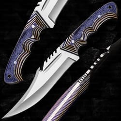 full tang hunting bowie knife with sheath - 12 inch d2 steel knife full tang