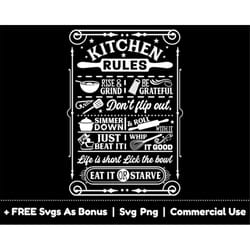 kitchen rules svg png files, funny kitchen svg, poster svg, kitchen decor svg, cooking svg, kitchen sign svg