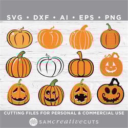 pumpkin svg bundle / pumpkin svg set / halloween svg set / fall svg bundle - cutting files for silhouette & cricut svg/d