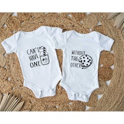 twin onesies - can't have one- without the other twin onesies - funny milk and cookie twin onesies - cute best friend tw