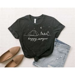 happy camper sweatshirts, adventure shirts, camping life, camper, camping shirt, vacation tshirts, campfire tshirts