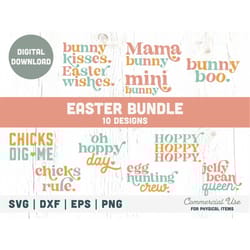 bundle easter 10 design svg cut files - retro easter svg, easter kid shirt svg, hoppy easter png bundle - commercial use