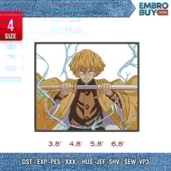 zenitsu agatsuma / anime embroidery design/ anime design/ embroidery pattern/ design pes dst vp3 format