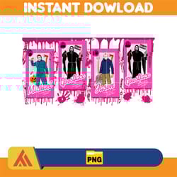 pink horror movie tarot card 16oz libbey glass can design, scary killers halloween full wrap for libbey can png, instant