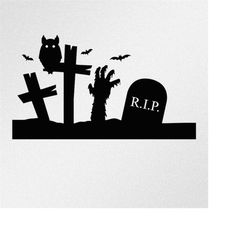 Halloween Graveyard Owl Vinyl Decal Sticker