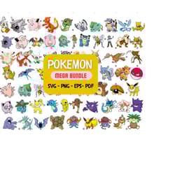 pokemon svg, pokemon bundle svg, pikachu svg, pokemon friends svg, pokemon clipart, cut files for cricut, instant downlo