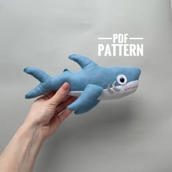 shark plushie pdf pattern felt ornament kawaii plush shark ornament baby nursery decor shark felt pattern baby shark