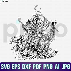 grim reaper svg, reaper svg, death svg, reaper clipart, reaper cricut, death angel svg, skeleton svg, halloween svg, dev
