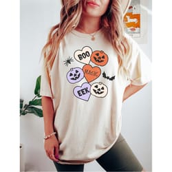 retro halloween comfort colors shirt, boo magic eek shirt, pumpkins, bats, and ghosts, vintage shirt, witch shirt, fall