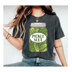 pickle slut shirt, pickle slut, pickle art, pickle print, pickle shirt, linocut, pickles, block print, relief print, uni