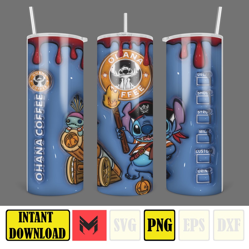 3D Inflated Sublimation Tumbler Design Download PNG, 20 Oz Digital Tumbler Wrap PNG , Instant Download (90).jpg