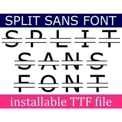 split font ttf, sans serif font, school font, split letter font, digital download, 2 installable ttf files