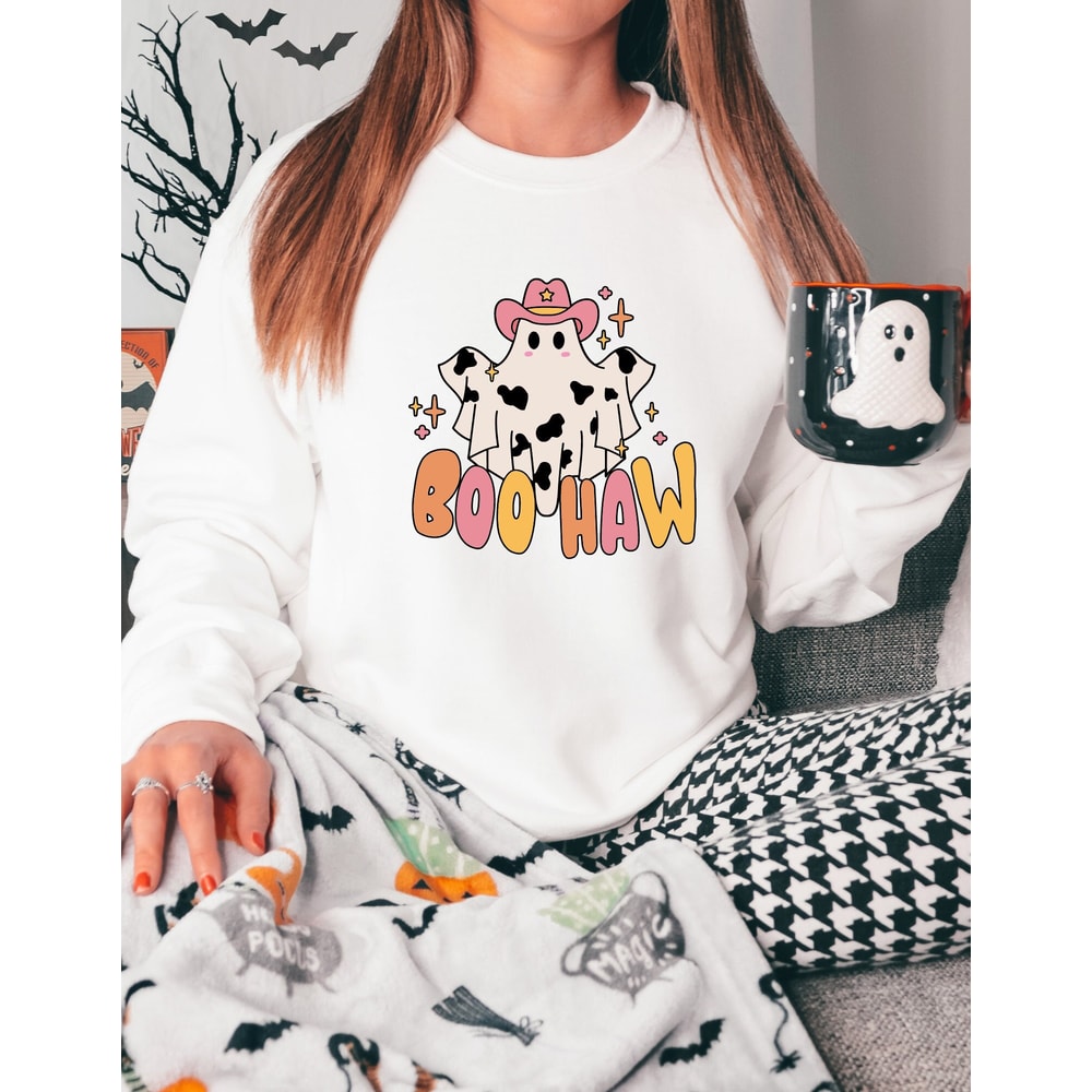 Boo Haw Cowboy Ghost Halloween Sweatshirt, Boo Haw Ghost Shirt, Cowboy Ghost Sweatshirt, Halloween Sweater, Western Halloween Sweatshirt - 1.jpg