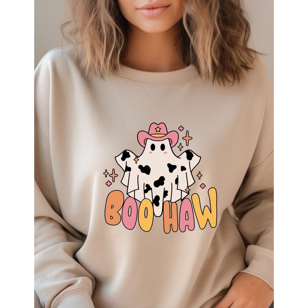 Boo Haw Cowboy Ghost Halloween Sweatshirt, Boo Haw Ghost Shirt, Cowboy Ghost Sweatshirt, Halloween Sweater, Western Halloween Sweatshirt - 5.jpg
