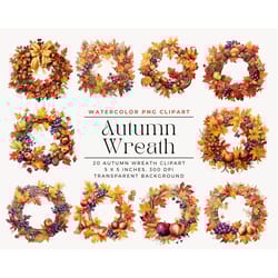 watercolor autumn wreath clipart, fall clipart, autumn leaves, watercolor fall floral, fall clipart, commercial license
