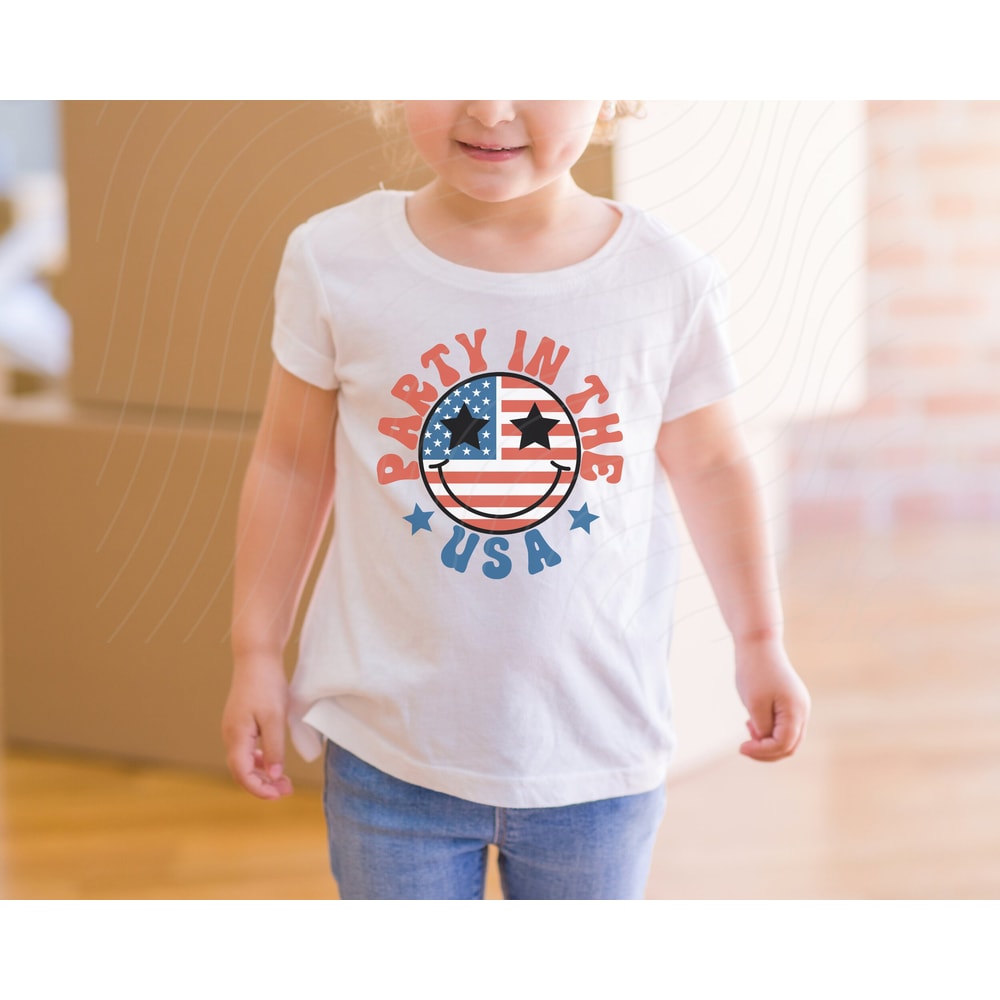 Retro Party In The Usa Smile Face Png, Party In The Usa Png, 4th of July Png, Vintage Happy Face Party In The Usa Png Sublimation Shirt Png - 2.jpg