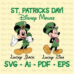 Happy St Patrick Svg, St Patricks day Svg, Mouse St Patrick Svg, Mouse Bow St Patrick Svg, Shamrock SVG, Mouse And Frien