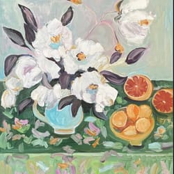 flowers painting oil on canvas painting still life painting rose bouquet painting apricot and oranges wall decor gift