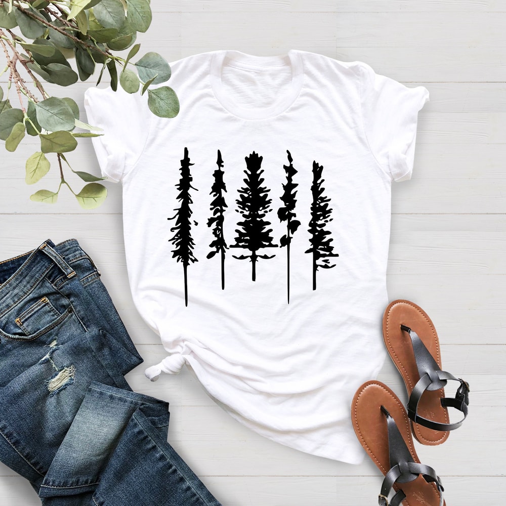Pine Tree Shirt, Pine Tree Forest Shirt, Trees T-shirt, Camping Shirt, Nature Lover Gift Tee, Hiking Shirt, Mountains Shirt, Adventure Shirt - 4.jpg