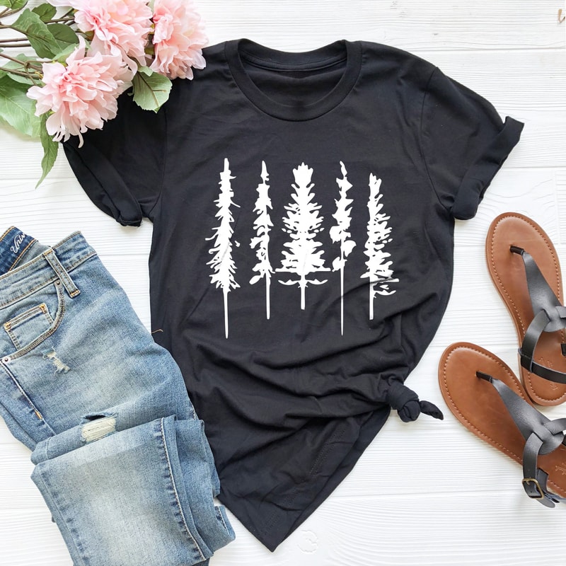 Pine Tree Shirt, Pine Tree Forest Shirt, Trees T-shirt, Camping Shirt, Nature Lover Gift Tee, Hiking Shirt, Mountains Shirt, Adventure Shirt - 5.jpg