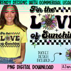 for the love of sunshine png, summer sunflower design, retro