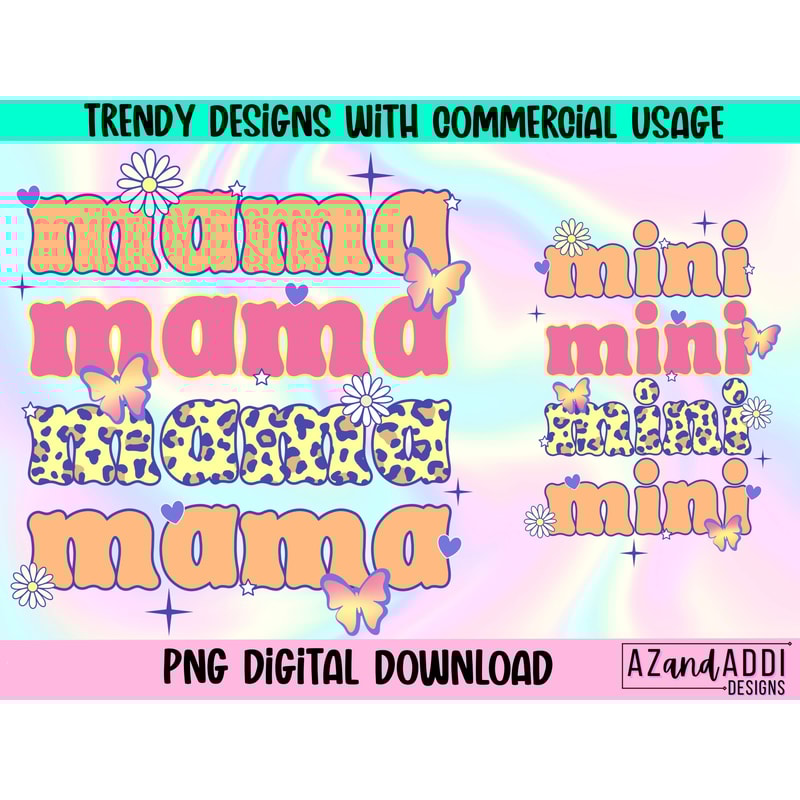 Matching mama and mini shirt design, retro mama mini sublimation, groovy retro png, Mother’s Day png, digital download, mom and daughter png - 1.jpg