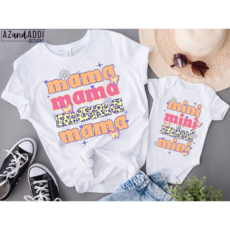 Matching mama and mini shirt design, retro mama mini sublimation, groovy retro png, Mother’s Day png, digital download, mom and daughter png - 3.jpg